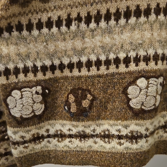 Woolrich Women's Cream and Brown Sheep Patterned Crewneck Sweater - Picture 2 of 8